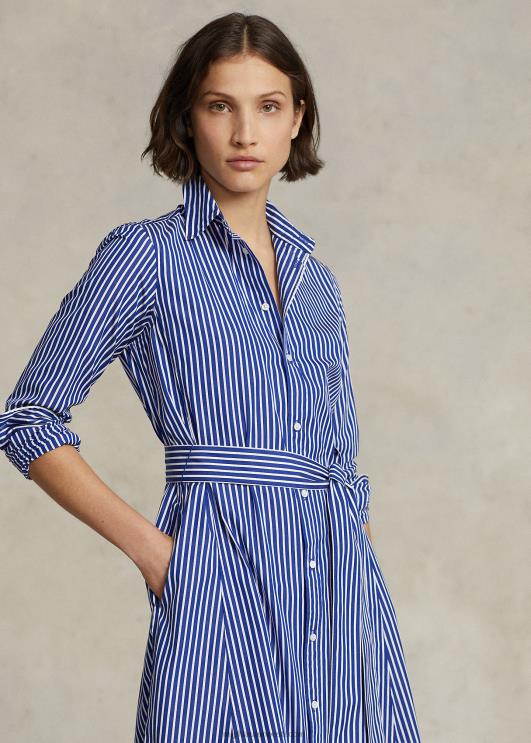 Ralph Lauren naised vööga triibuline puuvillane särk PR0V9177 hele tumesinine/valge