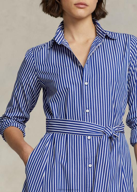 Ralph Lauren naised vööga triibuline puuvillane särk PR0V9177 hele tumesinine/valge