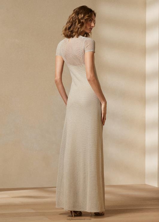 Ralph Lauren naised võrkkleit lühikeste varrukatega õhtukleit PR0V3523 šampanja