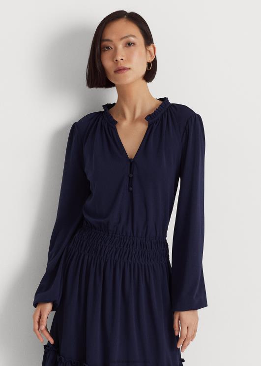 Ralph Lauren naised veniv jersey kleit PR0V4052 rafineeritud merevägi