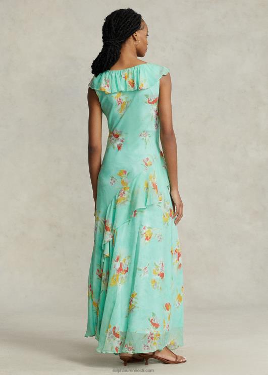 Ralph Lauren naised volangidega lilleline georgette maxidress PR0V3000 pintsliga lilleline