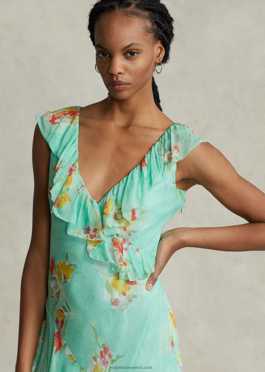 Ralph Lauren naised volangidega lilleline georgette maxidress PR0V3000 pintsliga lilleline