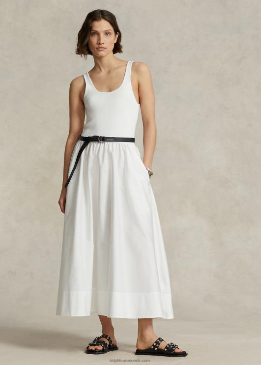 Ralph Lauren naised volditud liibuv ja helendav kleit PR0V2950 paber valge