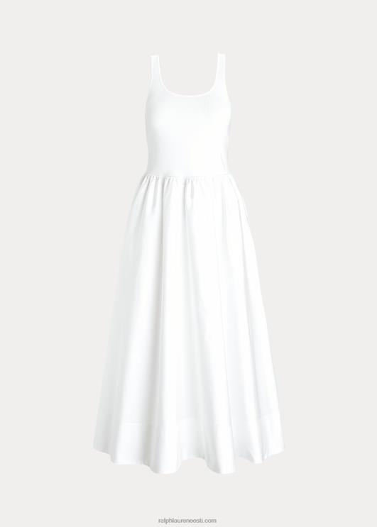 Ralph Lauren naised volditud liibuv ja helendav kleit PR0V2950 paber valge