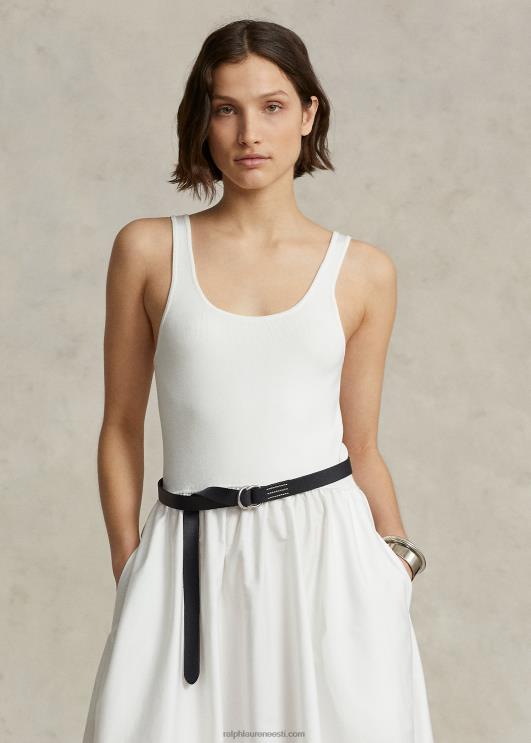 Ralph Lauren naised volditud liibuv ja helendav kleit PR0V2950 paber valge