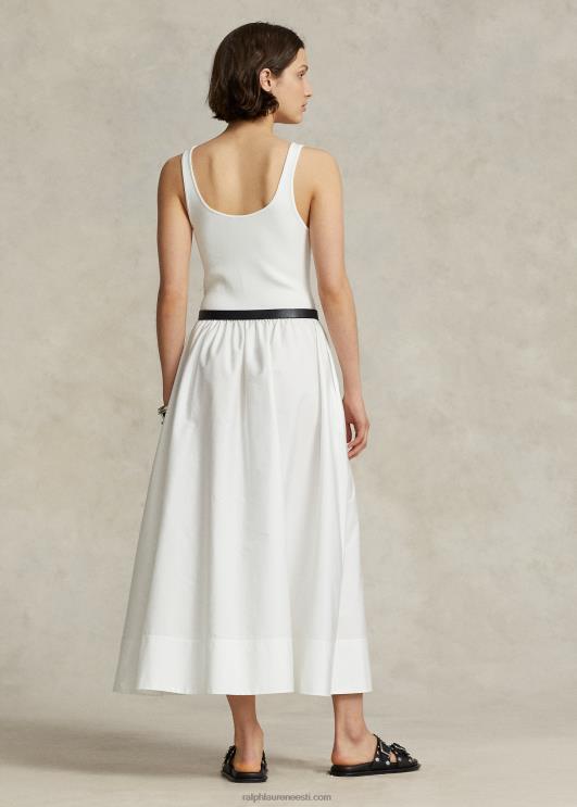 Ralph Lauren naised volditud liibuv ja helendav kleit PR0V2950 paber valge