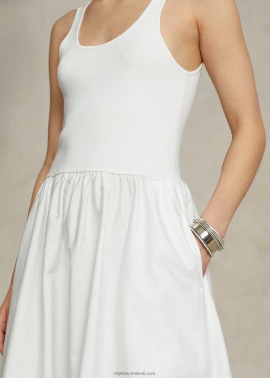 Ralph Lauren naised volditud liibuv ja helendav kleit PR0V2950 paber valge