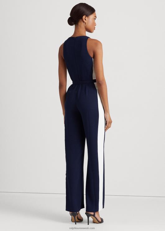 Ralph Lauren naised küljetriibuline kreppkombine PR0V9564 rafineeritud mere-/valge