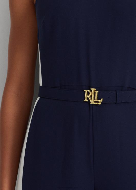 Ralph Lauren naised küljetriibuline kreppkombine PR0V9564 rafineeritud mere-/valge