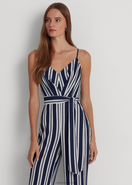 Ralph Lauren naised triibuline vööga kreppkombine PR0V4858 mereväe/valge