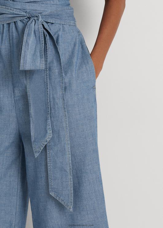 Ralph Lauren naised vööga chambray mähisega kombinesoon PR0V4380 soolaoja pesemine