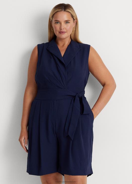 Ralph Lauren naised vööga varrukateta georgette püks PR0V4685 rafineeritud merevägi