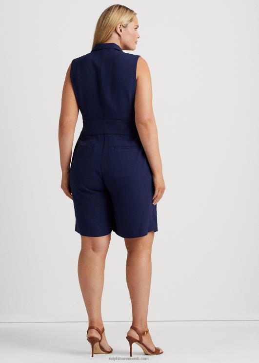 Ralph Lauren naised vööga varrukateta georgette püks PR0V4685 rafineeritud merevägi