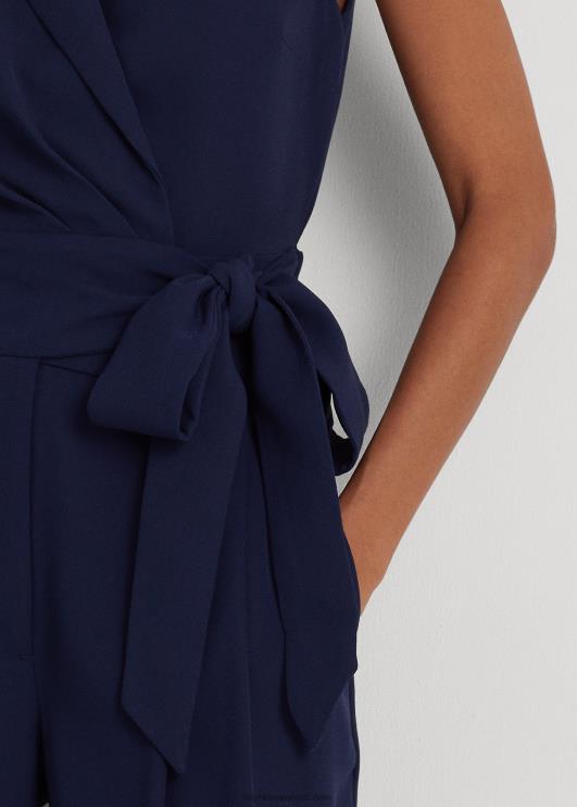 Ralph Lauren naised vööga varrukateta georgette püks PR0V9417 rafineeritud merevägi