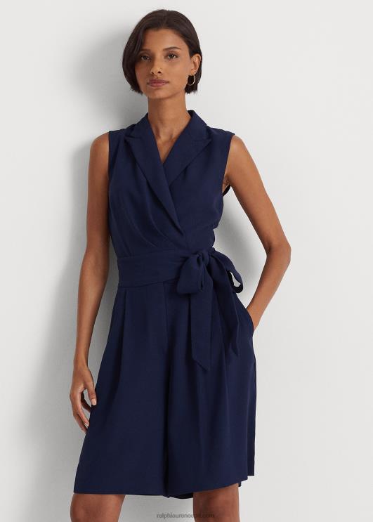 Ralph Lauren naised vööga varrukateta georgette püks PR0V9474 rafineeritud merevägi