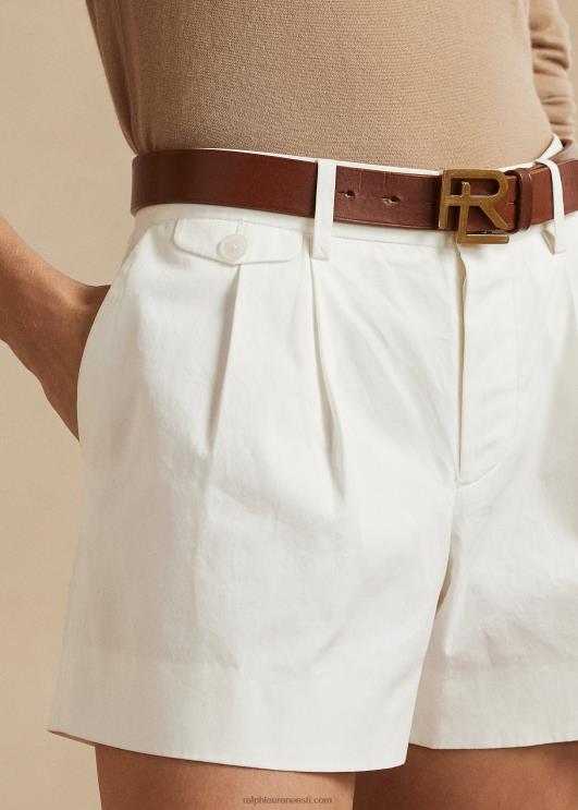 Ralph Lauren naised brennon pestud puuvillane plisseeritud lühike PR0V3525 valge