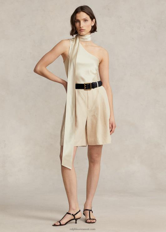 Ralph Lauren naised lõdvestunud istuv pikk plisseeritud linane lühike PR0V2917 põhiliiv