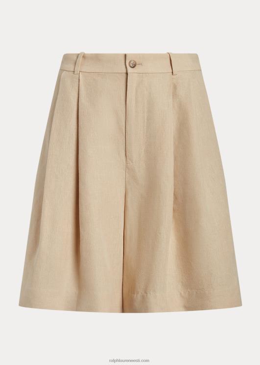 Ralph Lauren naised lõdvestunud istuv pikk plisseeritud linane lühike PR0V2917 põhiliiv