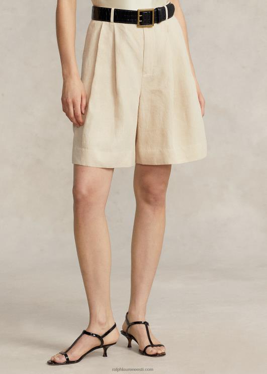 Ralph Lauren naised lõdvestunud istuv pikk plisseeritud linane lühike PR0V2917 põhiliiv