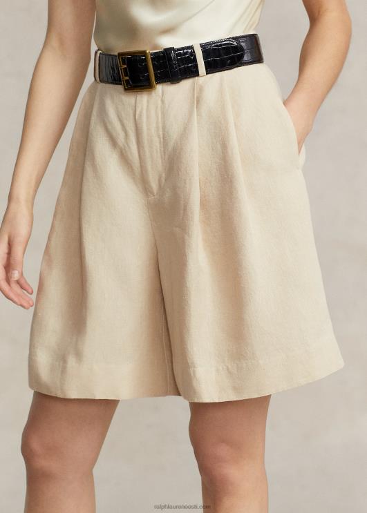 Ralph Lauren naised lõdvestunud istuv pikk plisseeritud linane lühike PR0V2917 põhiliiv