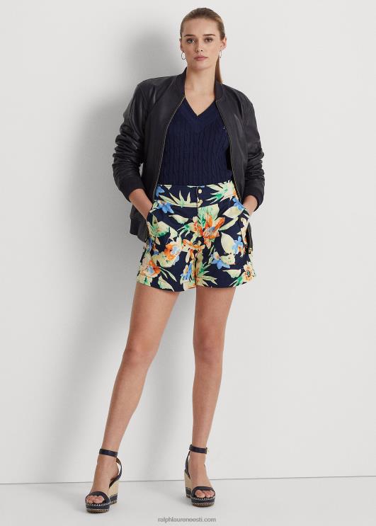 Ralph Lauren naised lilleline šantung lühike PR0V4874 mereväe multi