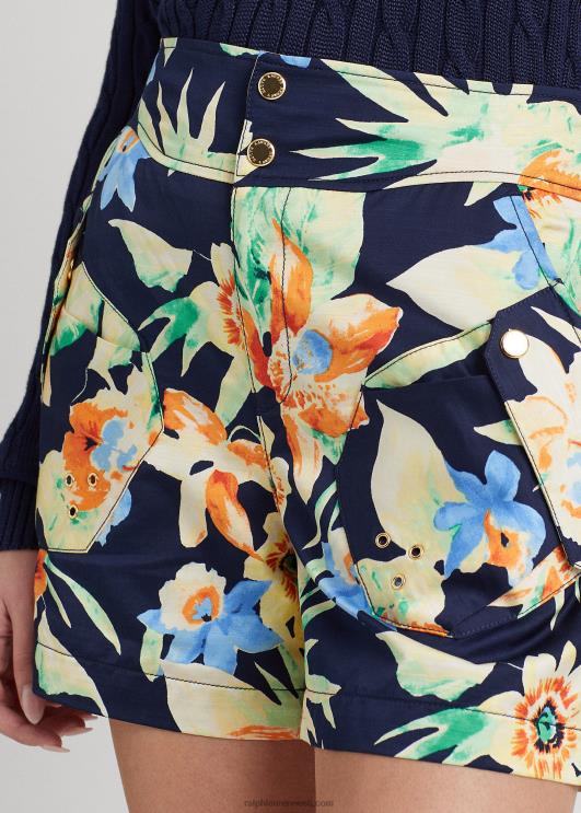 Ralph Lauren naised lilleline šantung lühike PR0V4874 mereväe multi