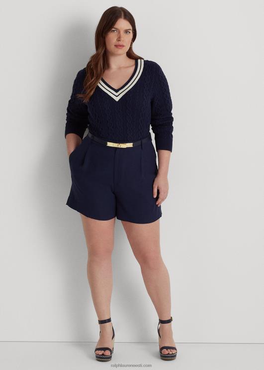 Ralph Lauren naised plisseeritud Georgette lühike PR0V4614 rafineeritud merevägi