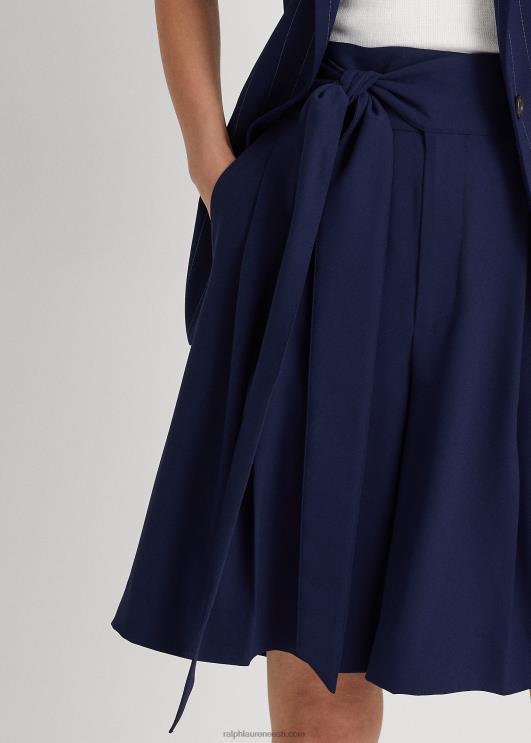 Ralph Lauren naised plisseeritud georgette laia jalaga lühike PR0V4030 rafineeritud merevägi