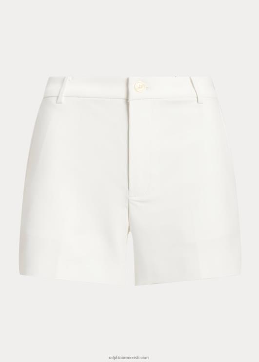 Ralph Lauren naised plisseeritud stretch puuvillane lühike PR0V4353 valge