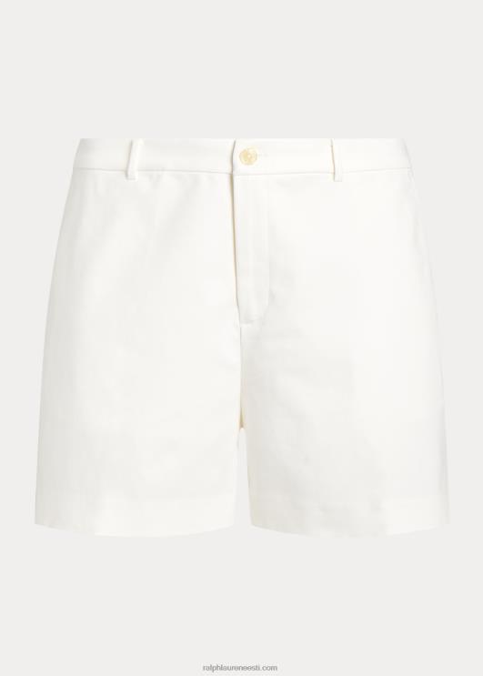 Ralph Lauren naised plisseeritud stretch puuvillane lühike PR0V4554 valge