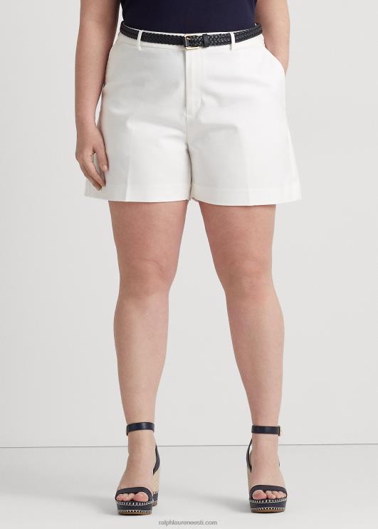 Ralph Lauren naised plisseeritud stretch puuvillane lühike PR0V4554 valge