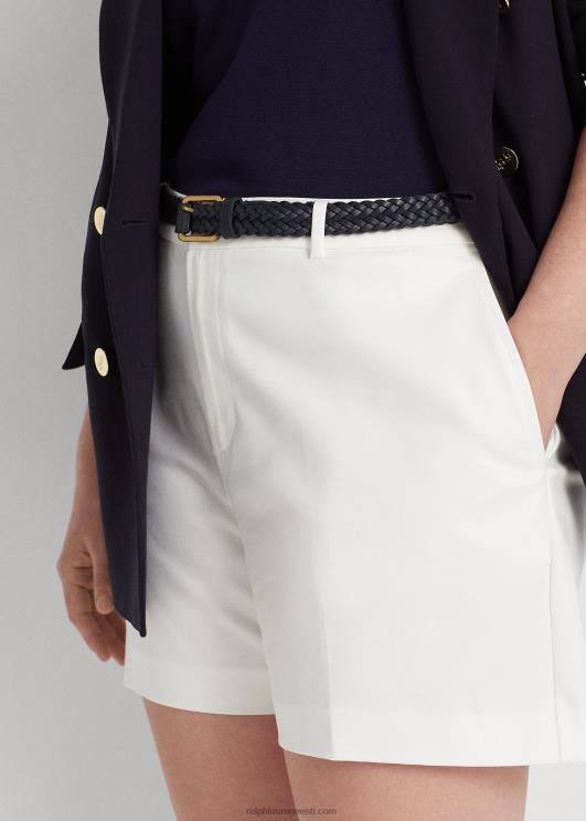 Ralph Lauren naised plisseeritud stretch puuvillane lühike PR0V4554 valge