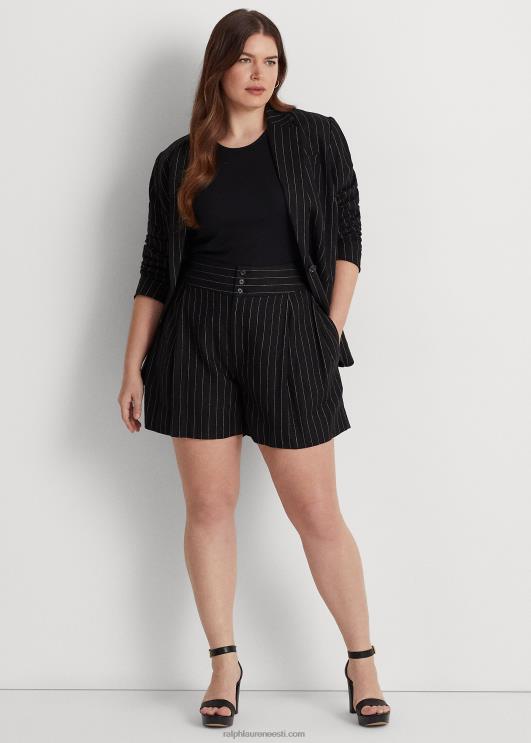 Ralph Lauren naised triibuline plisseeritud linane lühike PR0V4569 must/kreem