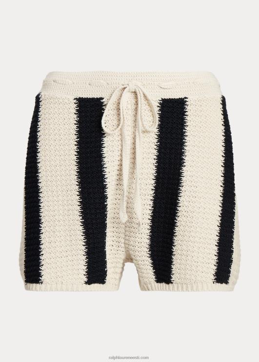 Ralph Lauren naised triibuline puuvillane-linane nöör lühike PR0V2948 must/kreem