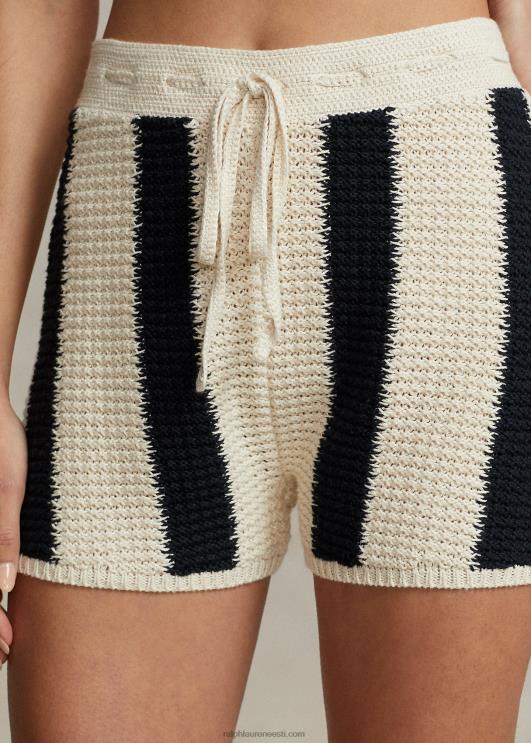 Ralph Lauren naised triibuline puuvillane-linane nöör lühike PR0V2948 must/kreem