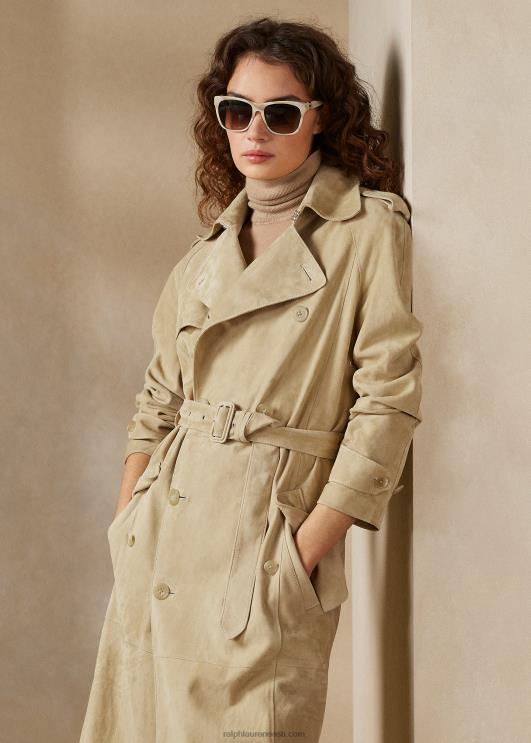 Ralph Lauren naised bairdi lamba-seemisnahast trentšmantel PR0V3558 kahvatu mesi