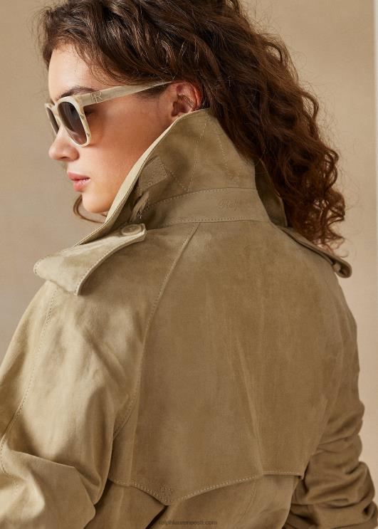 Ralph Lauren naised bairdi lamba-seemisnahast trentšmantel PR0V3558 kahvatu mesi