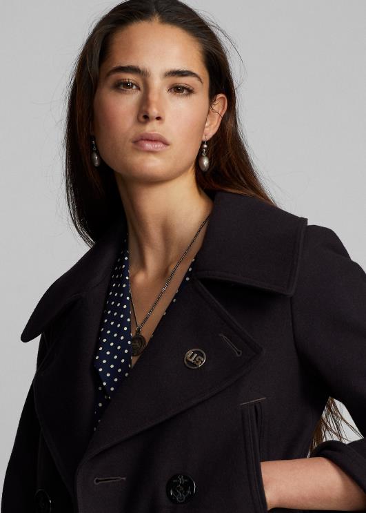 Ralph Lauren naised kärbitud villasegu melton peacoat PR0V3672 merevägi