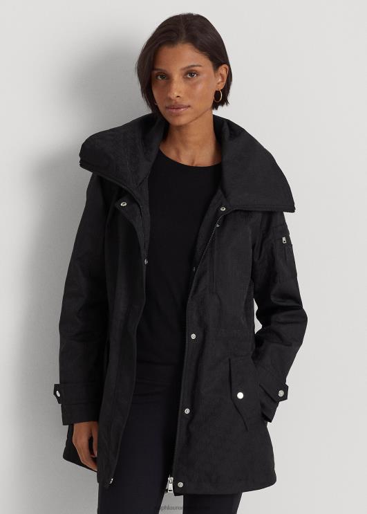 Ralph Lauren naised monogramm žakaarkapuutsiga vihmamantel PR0V4125 must