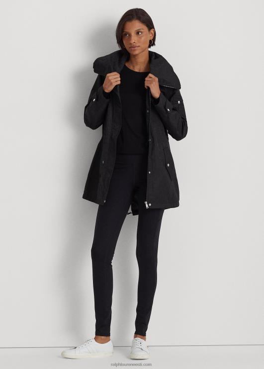 Ralph Lauren naised monogramm žakaarkapuutsiga vihmamantel PR0V4125 must