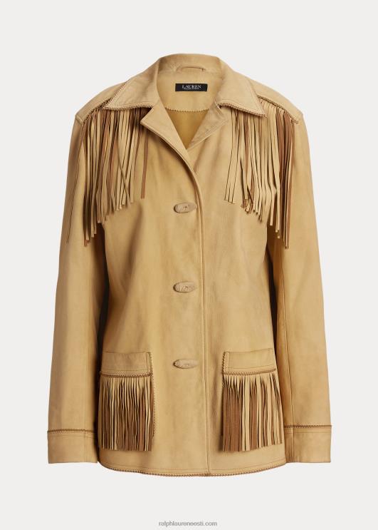 Ralph Lauren naised narmastega seemisnahast mantel PR0V9514 luitepruun