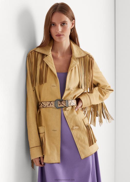 Ralph Lauren naised narmastega seemisnahast mantel PR0V9514 luitepruun