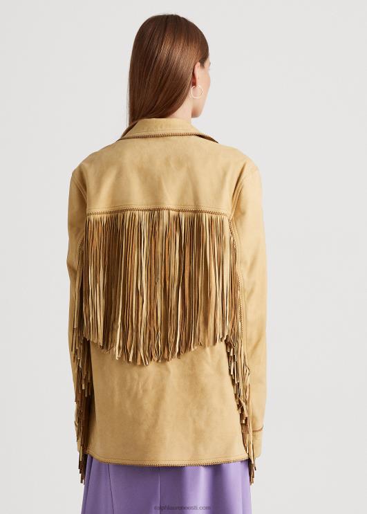 Ralph Lauren naised narmastega seemisnahast mantel PR0V9514 luitepruun