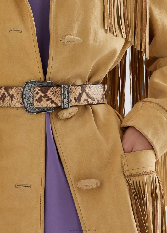 Ralph Lauren naised narmastega seemisnahast mantel PR0V9514 luitepruun