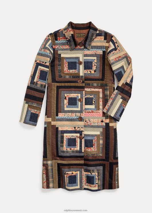 Ralph Lauren naised piiratud väljalaskega lapiline mantel PR0V3656 punane/pruun multi