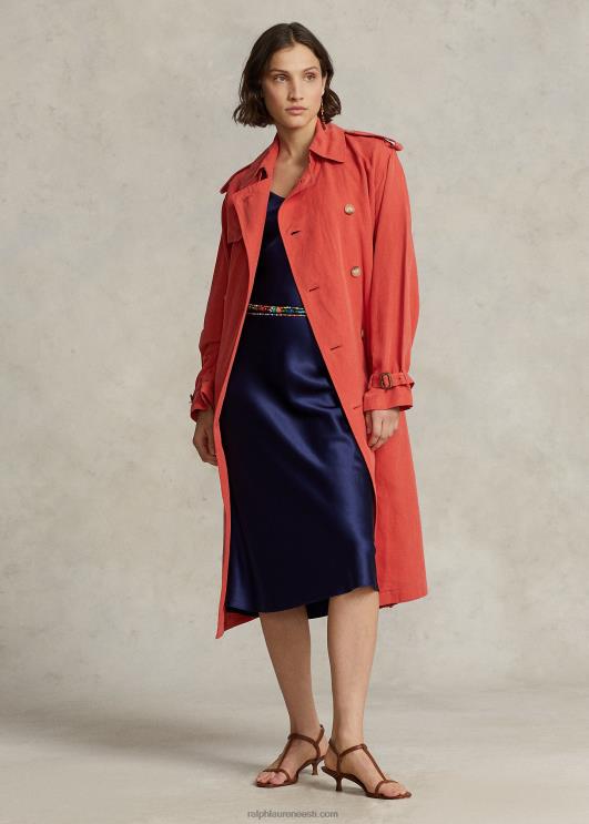 Ralph Lauren naised siidisegust trentšmantel PR0V3131 kona apelsin