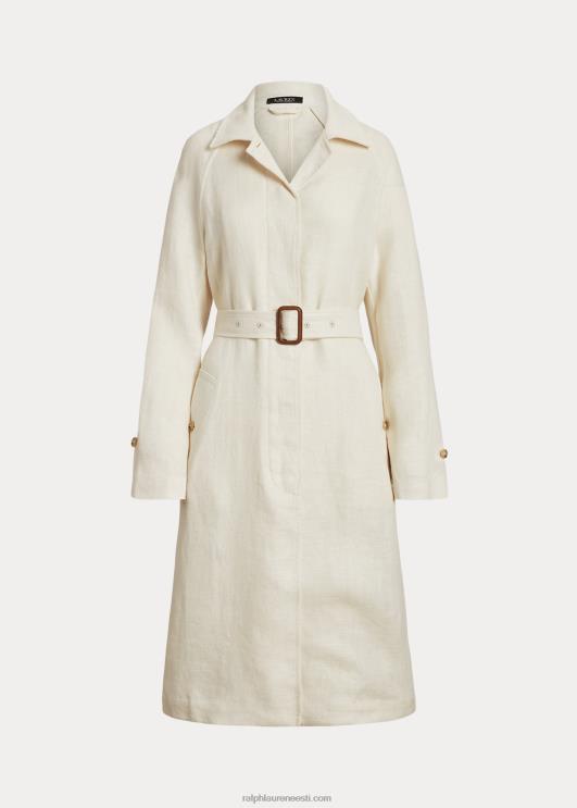 Ralph Lauren naised vööga kalasabast linane trentšmantel PR0V4443 mascarpone kreem
