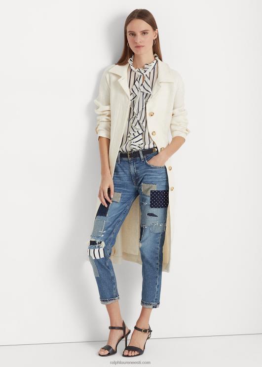 Ralph Lauren naised vööga kalasabast linane trentšmantel PR0V4443 mascarpone kreem