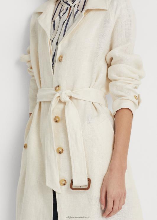 Ralph Lauren naised vööga kalasabast linane trentšmantel PR0V4443 mascarpone kreem