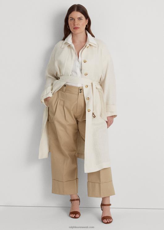 Ralph Lauren naised vööga kalasabast linane trentšmantel PR0V4698 mascarpone kreem